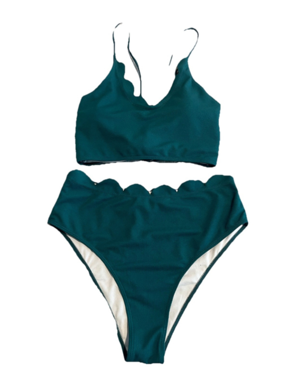 Zaful Bikini Set Green Striped Swimming Suit XL